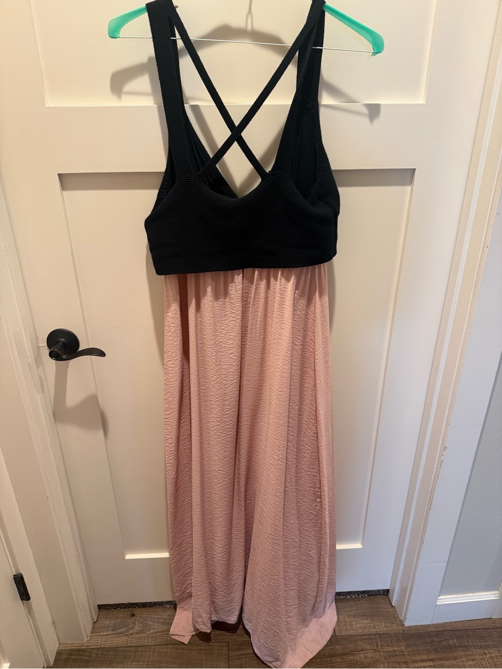 Anthropologie Black & Blush Cross-Back Maxi Dress - Picture 2 of 3
